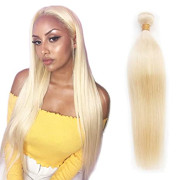 #613 Paquets de cheveux humains blonds Tissage de cheveux brésiliens droits non traités Extensions de cheveux 100% vierges Remy Trame de cheveux platine 100 grammes (18inch #613)