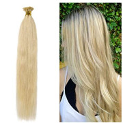 100 mèches/paquet I Tip Remy Extensions de cheveux humains Bâton de kératine pré-collée dans les extensions de cheveux Pièce de cheveux pour femmes Long Straight #613 Bleach Blonde